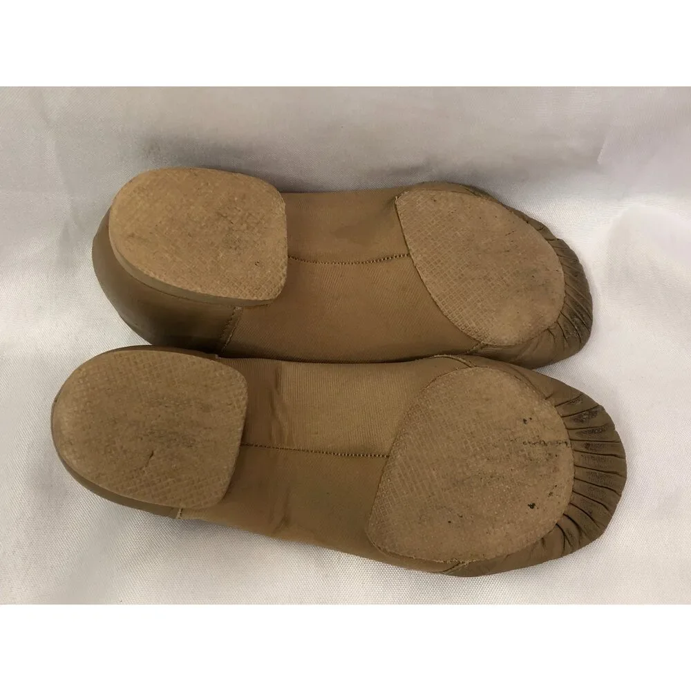 Pre-Owned Dance Jazz Shoes So Danca 4M Child JZ43 Tan Pull On Leather Split Sole